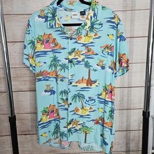 Pokemon Novelty Button Down Rayon Shirt XL